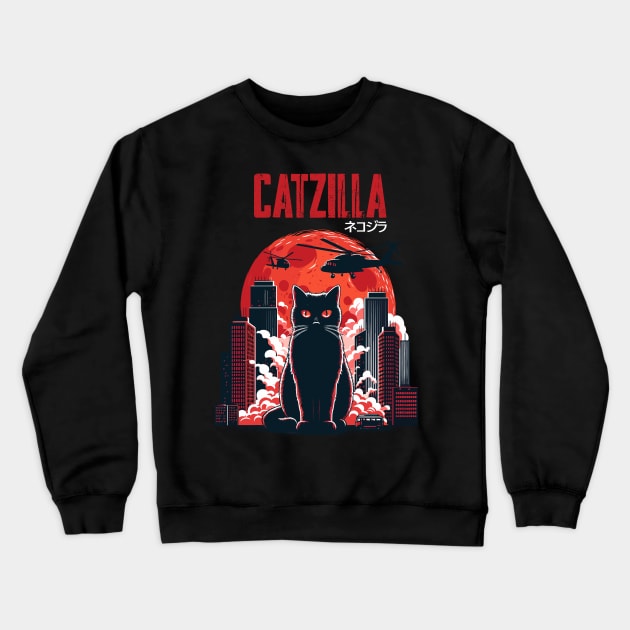 Vintage Catzilla Cat Crewneck Sweatshirt by hippohost